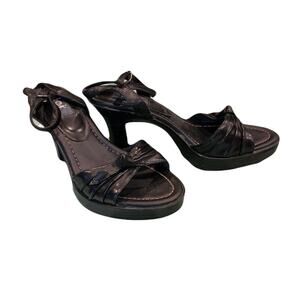 Lei Black Strappy Heeled Sandals Platform Slingback Comfort Heels 8.5